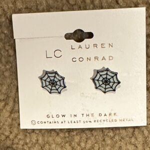 Lauren Conrad Glow in the Dark Spider Web Earrings New